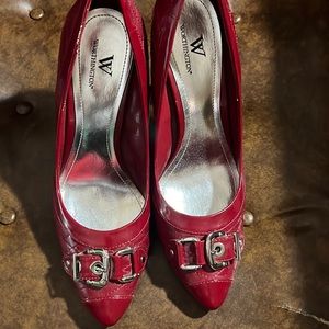 Red shoes with buckles